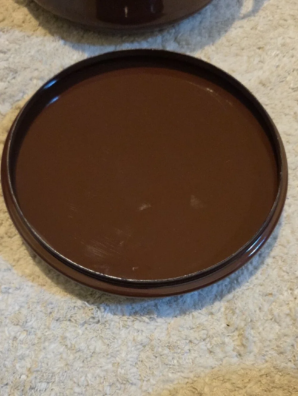 Vintage Dansk Kobenstyle Enamel Dutch Oven in a chocolate